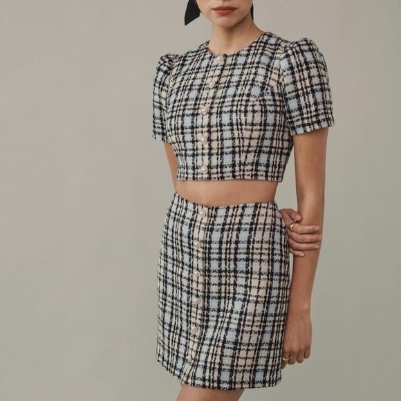 Reformation Tops - Reformation Nicky Top in Sky Tweed (size 4)